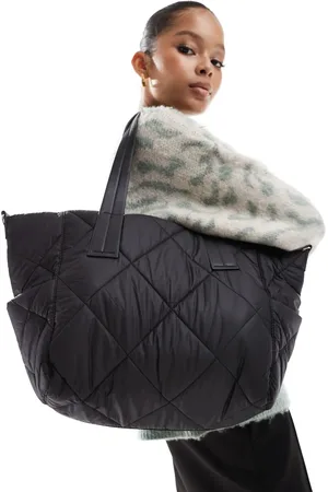 Bershka Quilted maxi tote bag in