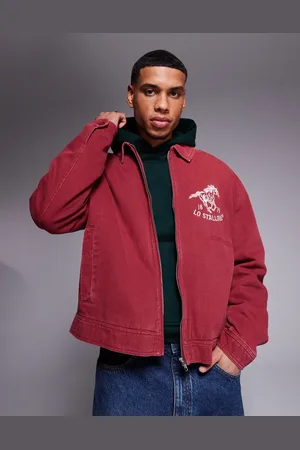 ASOS Oversized harrington jacket with chest embroidery in washed