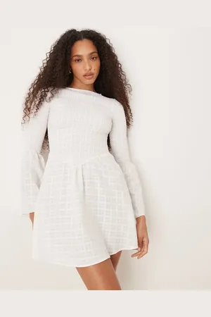 ASOS Shirred angel sleeve mini dress in