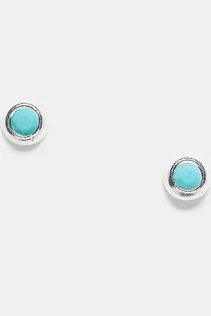Kingsley Ryan Round stud earrings with turquoise in sterling