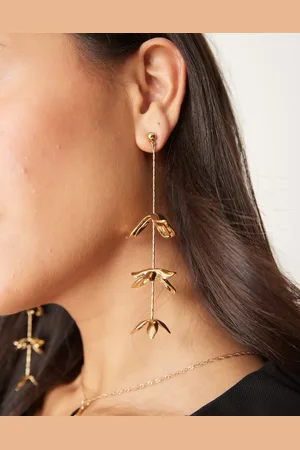 ASOS Drop earrings with petal detail in vintage tone