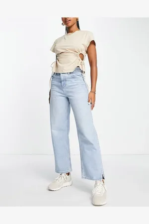 Topshop Straight jeans with splits in bleach