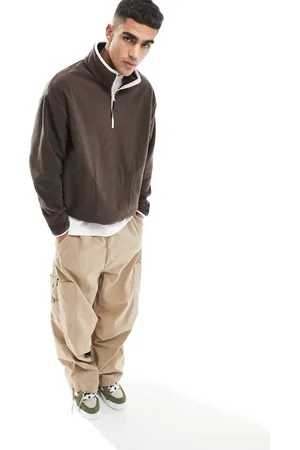 ASOS Oversized quarter zip polar fleece sweatshirt in seal