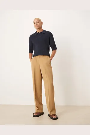 ASOS Smart wide leg trousers with carpenter pocket in camel