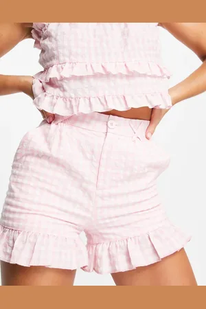 Lost Ink Gingham scallop edge short co-ord in