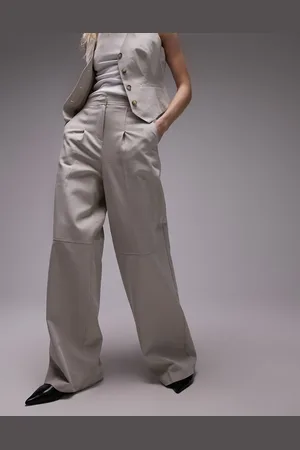 Topshop Seamed wide leg trouser in ecru