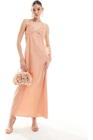Pretty Lavish Textured maxi dress in terracotta