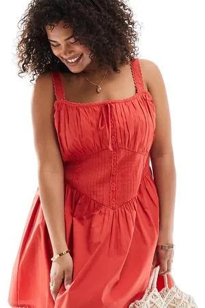 ASOS ASOS DESIGN Curve corset bodice mini sundress with lace trims in