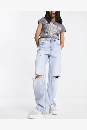Stradivarius 90s baggy dad jean with rips in medium