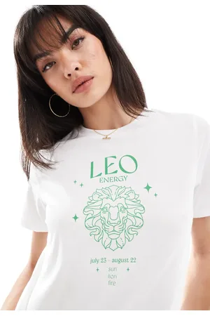 Pieces® Zodiac t-shirt with ""Leo"" print in