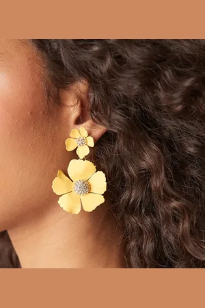 DesignB London Flower drop statement earrings in