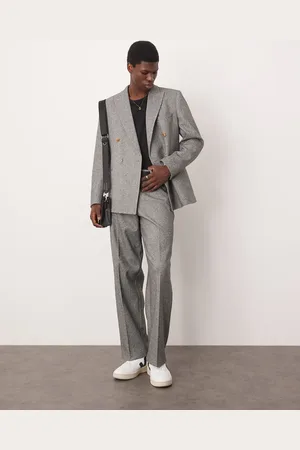 ASOS Heavy weight wide leg suit trousers in