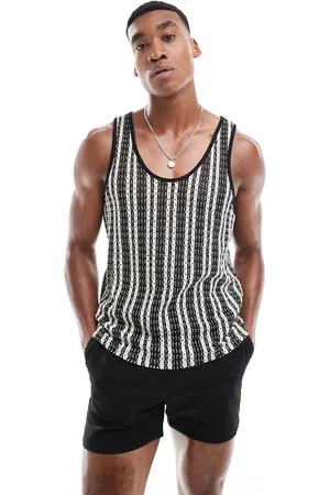 ASOS Vest in black and white textured stripe