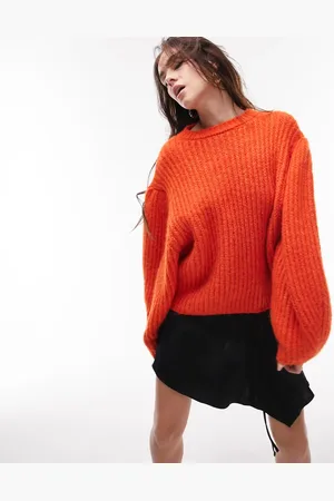 Topshop Knitted volume sleeve fluffy jumper in