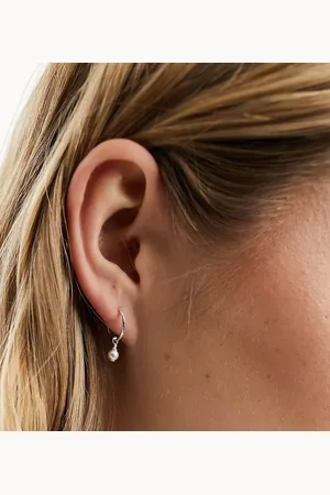 Kingsley Ryan Sterling hoop earrings with pearl charm