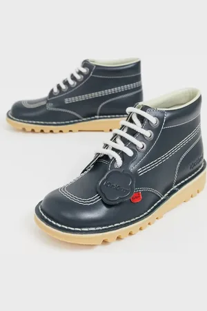 Kickers Kick Hi Core blue leather hi top flat boots