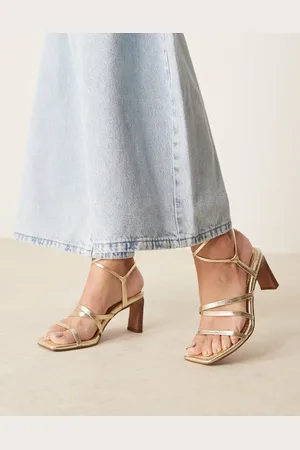 ASOS Hideaway strappy tie leg mid block heeled sandals in
