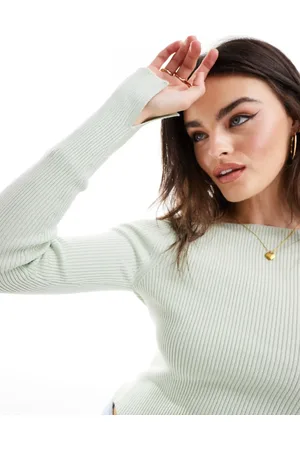 ASOS Knitted boat neck long sleeve top in