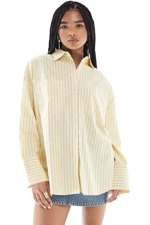 Pimkie Collared poplin oversized sleeve shirt in stripe