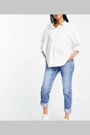 River Island Turnup hem mom jeans in medium