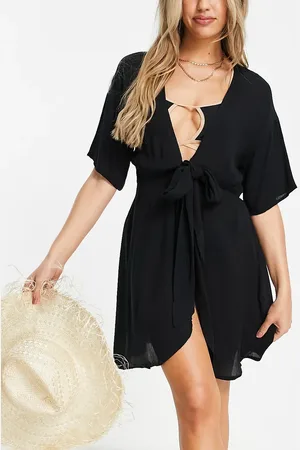 ASOS Crinkle tie front beach cover up in