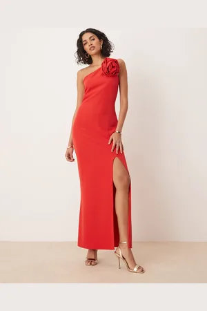 Pretty Lavish One shoulder corsage maxi dress in