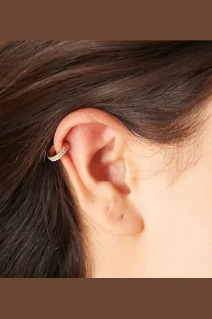 Orelia Double pave clicker hoop earrings in 18k plated
