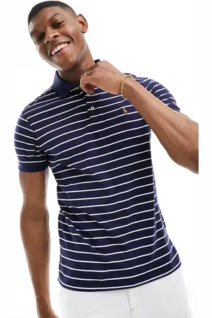 Ralph Lauren Icon logo stripe pima cotton polo slim fit in /white