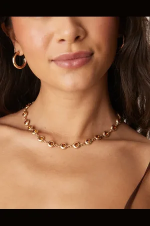 ASOS Necklace with faux amber stone in brushed tone