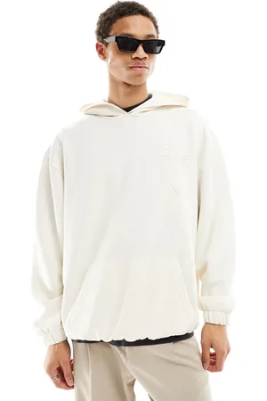 ASOS Oversized scuba hoodie with celestial print in off