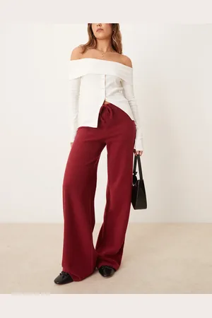 ASOS Brushed wide leg trousers co ord in burgundy