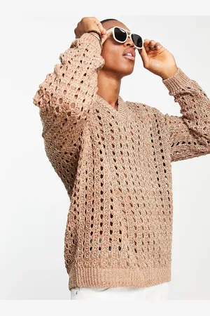 ASOS Knitted pointelle jumper in beige