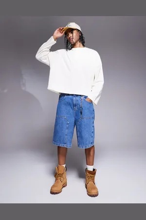 ASOS Long length denim jort with carpenter detail