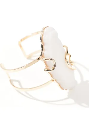 ASOS Cuff bracelet with faux semi precious slice in tone