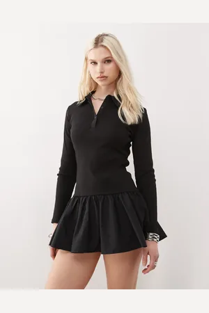 COLLUSION Drop waist ribbed polo mini dress in