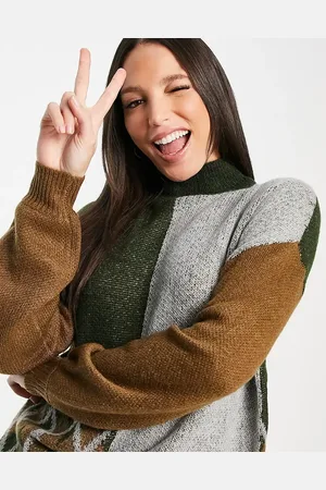 Noisy May Jumper in brown colour block