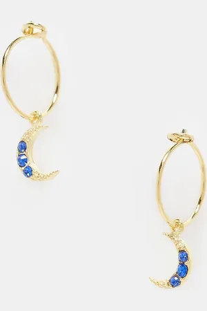 Kingsley Ryan Huggie hoop stud earring with crescent charm in plated