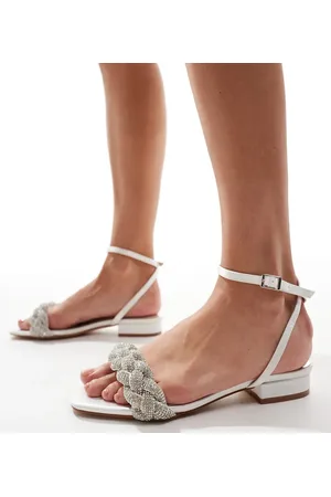 Be Mine Bridal Morgan embellished plait flat sandals in ivory