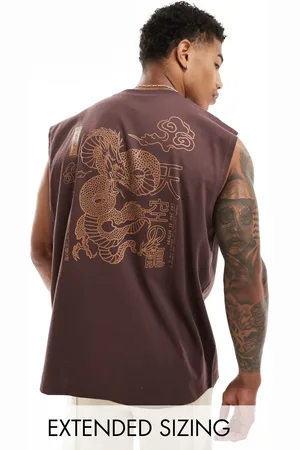 ASOS Oversized vest in with souvenir dragon back print