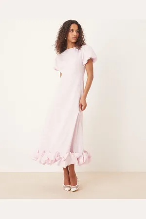 Sister Jane Puff sleeve bubble hem maxi dress in lavender lilac