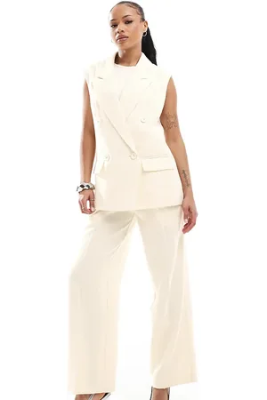 4th & Reckless Tailored sleeveless longline waistcoat co-ord in buttercream