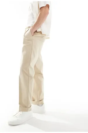 ASOS Smart premium cotton oversized tapered chino trousers in stone