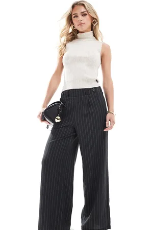 JDY Wide leg trousers in dark pinstripes
