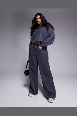 ASOS Scuba wide leg jogger co ord in slate grey