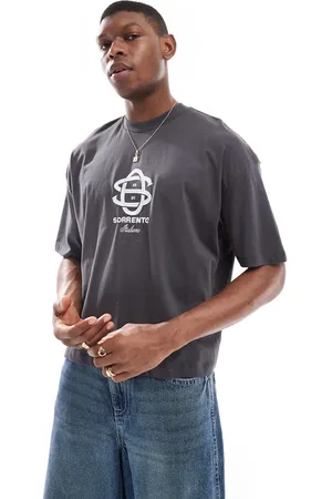 ASOS Boxy oversized t-shirt with chest embroidery in dark