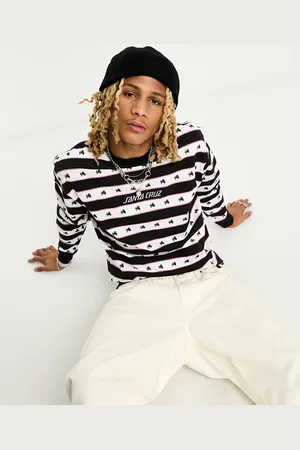 Santa Cruz Mantis long sleeve t-shirt in black and white horizontal stripes