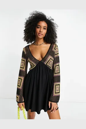 ASOS Flare sleeve crochet mini dress in