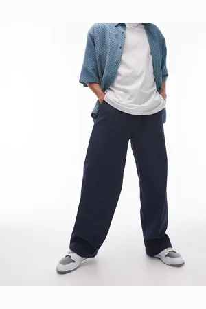 Topman Wide leg textured trousers in