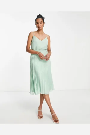 ASOS Pleated cami midi dress with drawstring waist in soft