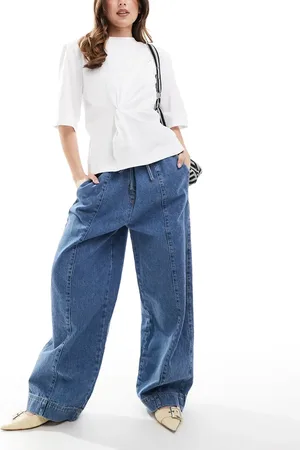 ASOS Pull on barrel jean with tie waist in mid